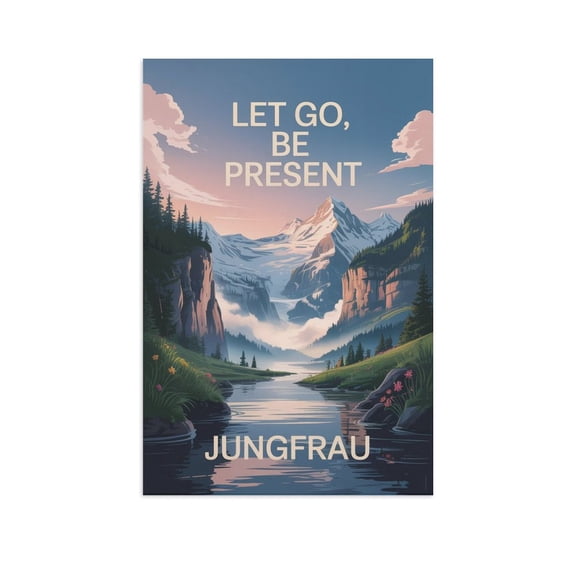 Motivational Poster Jungfrau Zen Inspirational Quote Let Go, Be Present Meditation Yoga Wall Art for Bedroom Living Room Office Canvas Poster