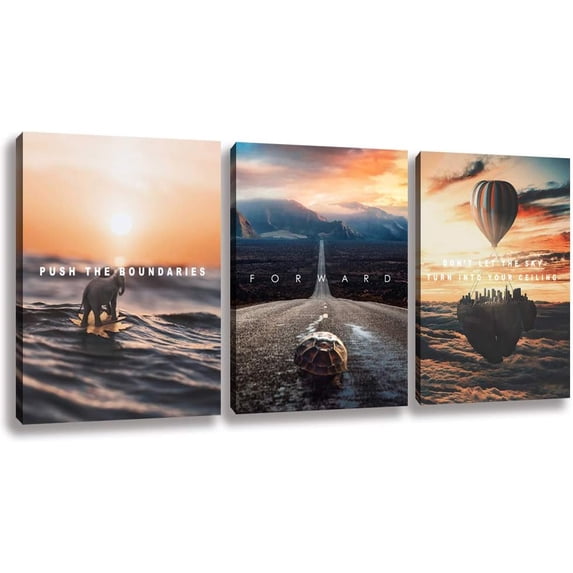 Motivational Posters Canvas Painting Inspirational Wall Art Entrepreneur Quote Office Wall Decor Picture Artwork for Living Room Bedroom Home Decoration Framed 12inch x16inch x3pieces