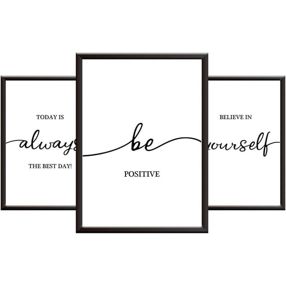 Motivational Posters for Walls in Home, Office or Classroom - Inspirational Positive Quotes to Believe in Yourself for Motivation Health Mood Positivity - Unframed A4 Black and White