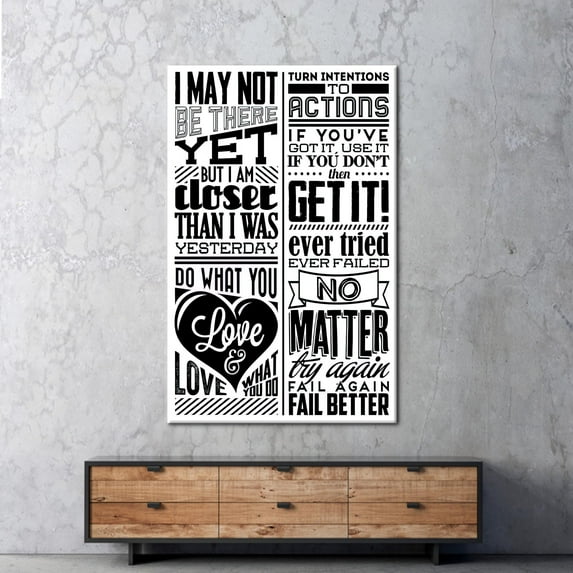 Motivational Printed, Quote Art Canvas, Positive Quotes Canvas, I May Not Be There Yet, Success Artwork, Motivation Canvas, Canvas Wall Decor - Natural Framed
