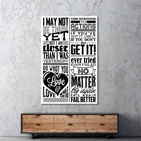 Motivational Printed, Quote Art Canvas, Positive Quotes Canvas, I May Not Be There Yet, Success Artwork, Motivation Canvas, Canvas Wall Decor - Rolled Canvas