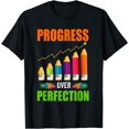 thumbnail image 1 of Motivational Progress Over Perfection Back to School Teacher T-Shirt Black Medium, 1 of 4