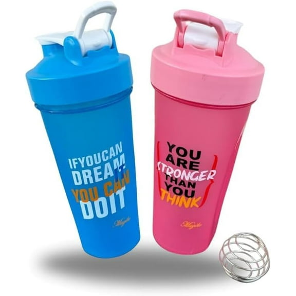 Motivational Protein Shaker Sports and Outdoor 28oz Nutrition 2 Pack Water Bottle