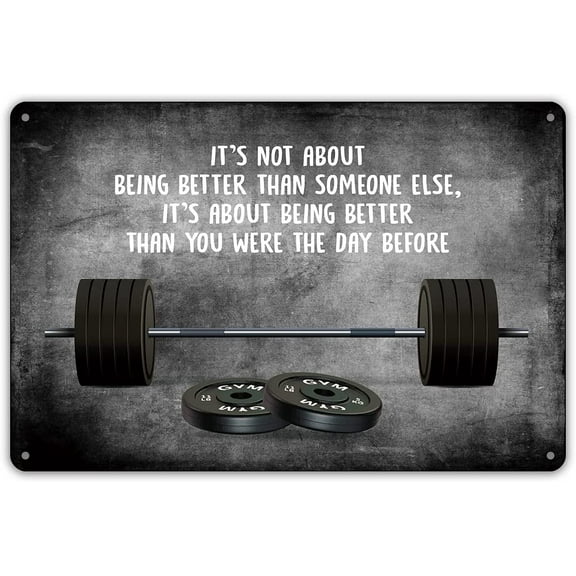 Motivational Quote It's Not About Being Better Than Someone Else Metal Tin Sign Wall Decor Inspirational Quote Fitness Gym Art Signs for Home Decor Gifts