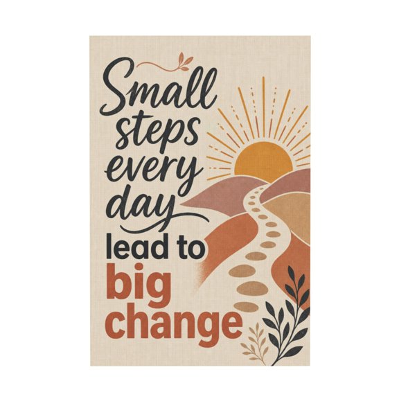 Motivational Quote Canvas Wall Art Small Steps Every Day Lead to Big Change for Counseling Room Therapy Office Classroom Decor 16"x24 in