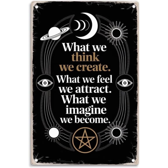 Motivational Quote Celestial Wiccan Witchcraft Pentagram tin sign Mystical Universe Metal Sign print Aesthetic Room Decoration for Home Bedroom Kitchen Bar Dorm Bathroom Wall Decor 8 x 12 Inch