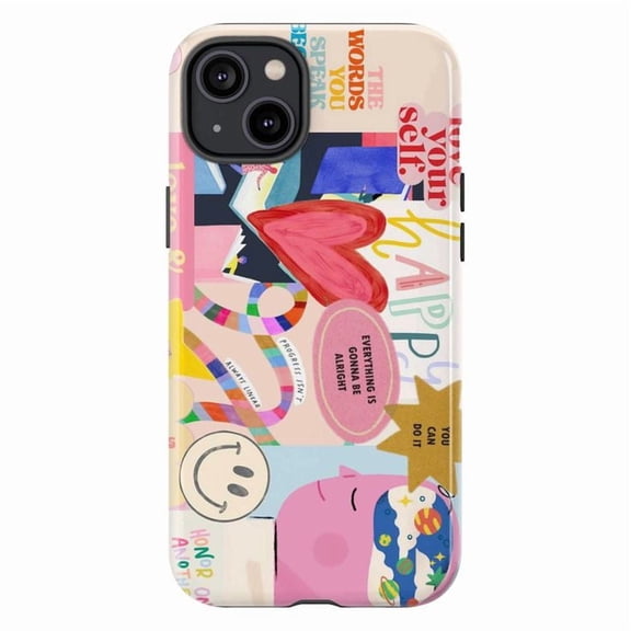 Motivational Quote Collage Phone Case, Positive Affirmation iPhone Cover, Unique Artistic Protective Case for iPhone 17 16 15 14 13 12 11 Pro Max Plus Mini