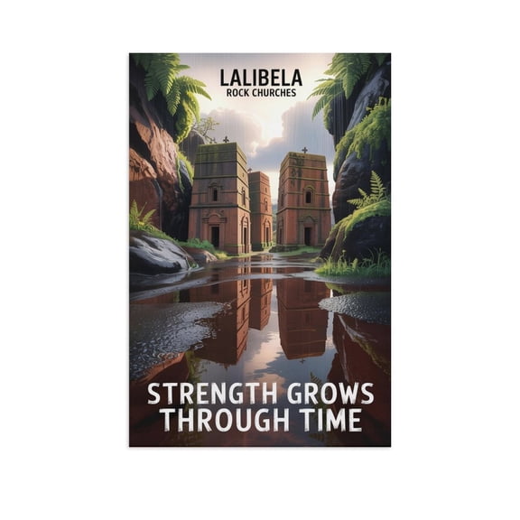 Motivational Quote Poster Lalibela Rock Churches Inspirational Travel Wall Art Patience Decor for Office Wellness Center Living Room Canvas Poster