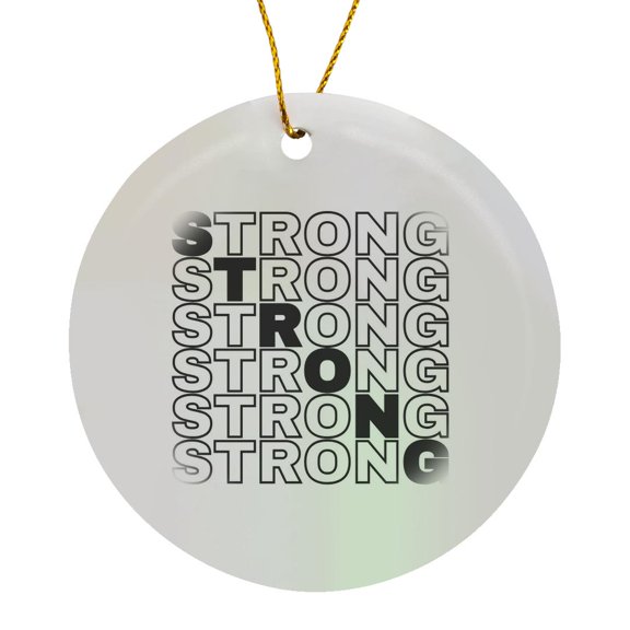 3drose, Motivational Quote Strong Typography, Circle Porcelain Ornament