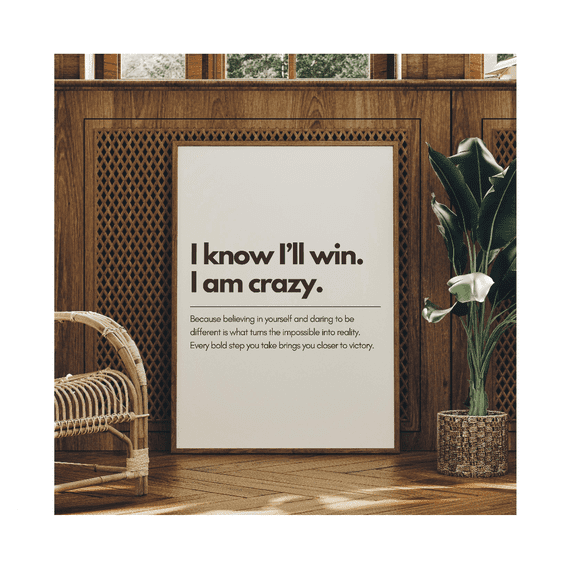 Motivational Quote Wall Art Typography Poster Uplifting Inspirational Wall Art Home Office I Know I'Ll Win