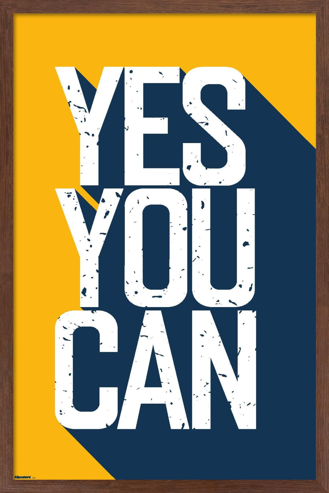 Motivational Quote - Yes You Can Yellow, White, Blue Wall Poster, 22. ...