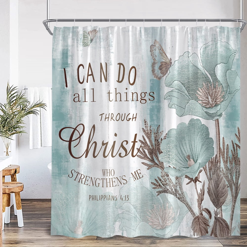 Motivational Quotes Farmhouse Shower Curtain Daisy Lavender Succulent ...