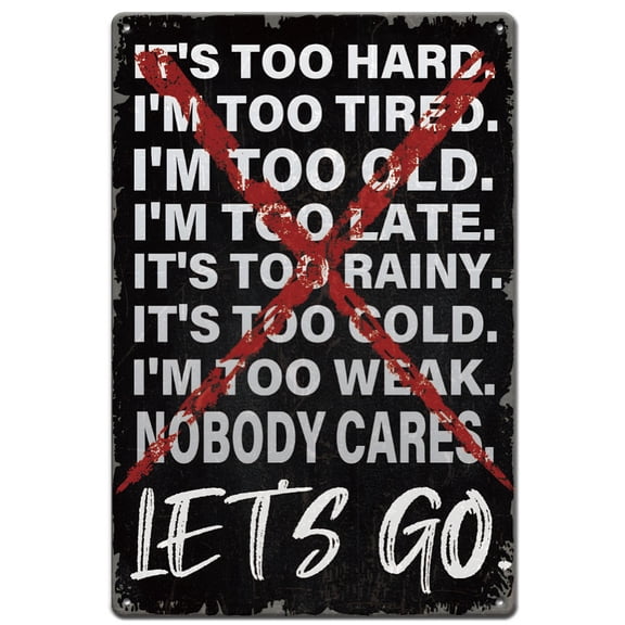 Motivational Quotes Tin Sign Let's Go Metal Signs Black Incentives Metal Wall Plaques Funny Signs Vintage Decor Wall Art DIY
