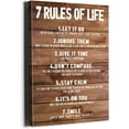 thumbnail image 1 of Motivational Quotes Wall Decor 7 Rules of Life Inspirational Great Motto Canvas Print Canvas Wall Art Framed 12x16 inch Framed Ready to Hang Brown, 1 of 5