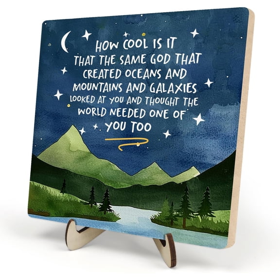 Motivational Quotes Wooden Plaque Sign, How Cool Is It That The Same God Wood Plaque with Wooden Stand, Christian Bible Verse Wood Desk Sign for Office Home Shelf Classroom Decor 5.9x5.9Inch