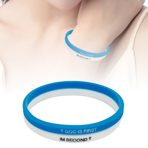 Motivational Rubber Bracelet - "God Is First, I Am Second", Unisex, Durable, Suitable for Daily Wear, Gifts