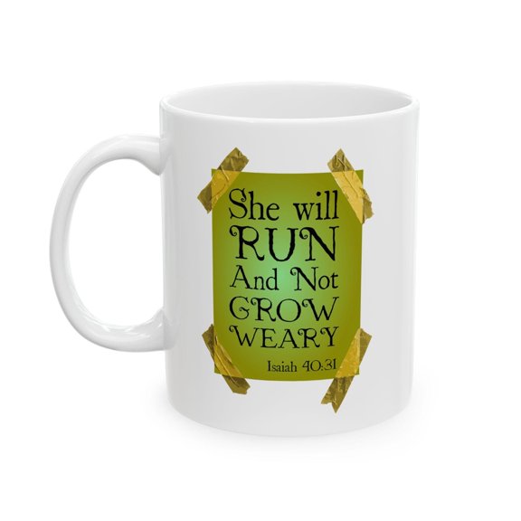 Motivational Runner 11 oz Coffee Mug - Inspirational Gift for Athletes White Ceramic