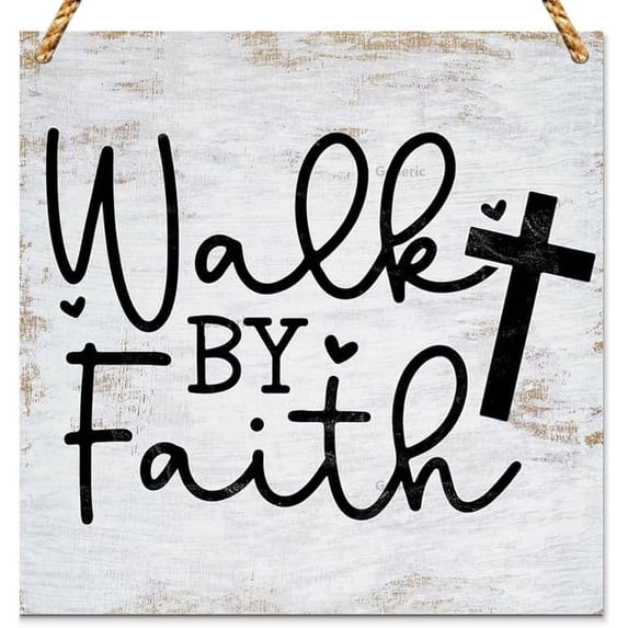 Motivational Sign Decor Decorative Christian Gifts Religious Bible Verse Faith Decoration for Home Coffee Shop Office Plaque Wood Sign Wooden Wall Decor 8 * 8 inch