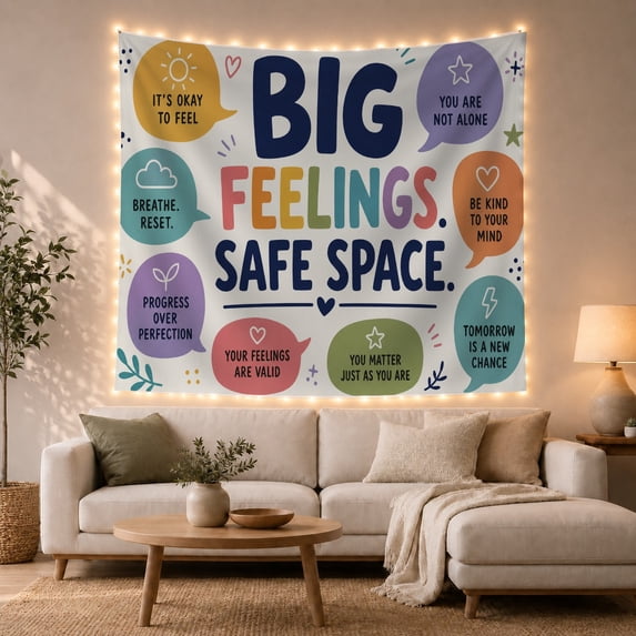 Motivational Speech Bubble Typography on White Background Inspirational Illustration for Mental Health Lovers Mindfulness Wall Art Housewarming Gift Tapestry Wall Hanging for Bedroom and Dorm
