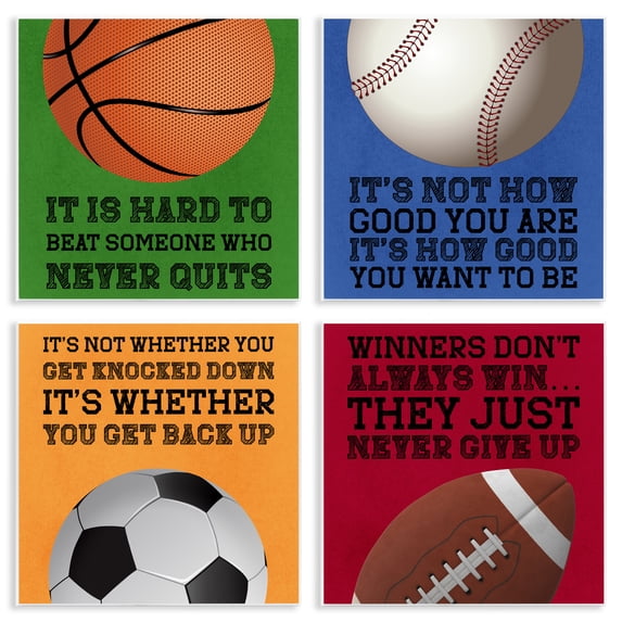 Motivational Sports Determination 4 Piece Wall Plaque Art Set, design by Marcus Prime
