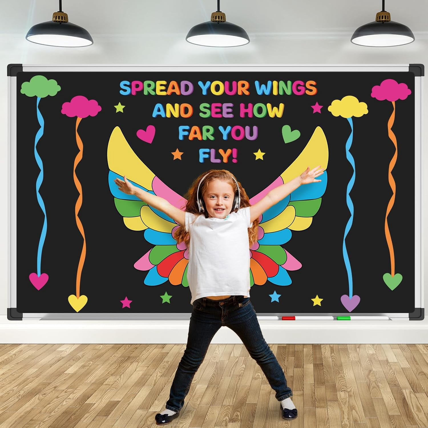 Motivational Spread Your Wings Bulletin Board Set Colorful Wings ...