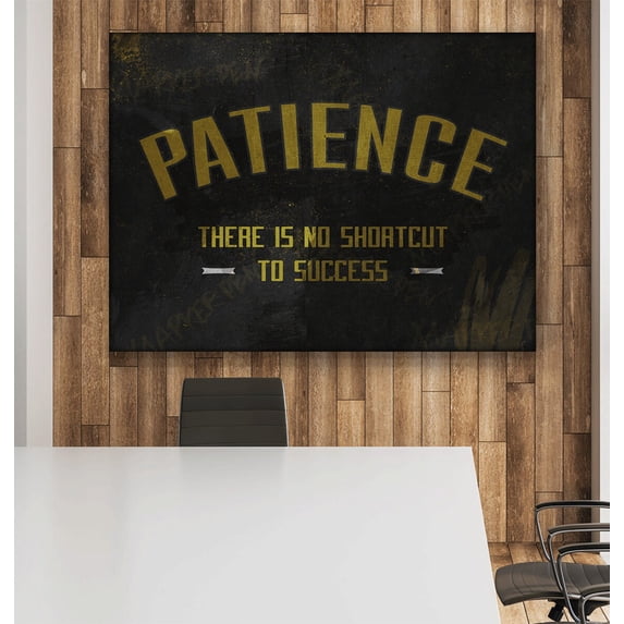 Motivational Success Poster Office Decor Modern Art Wall Patience Meaning Hustle Inspiration Motivation Entrepreneur Decoration Home Decor, 8x12 UNFRAMED