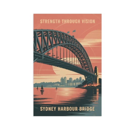 Motivational Sydney Harbour Bridge Poster Retro Inspirational Vintage Travel Wall Art for Gym Office Creative Studio Print Poster