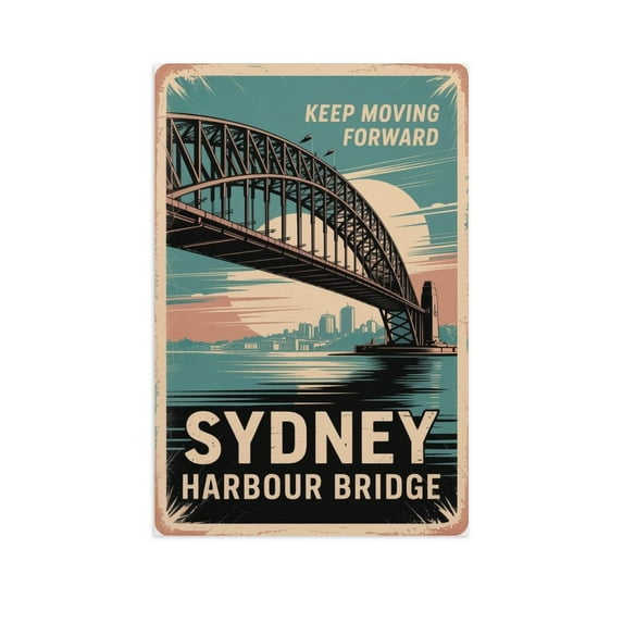 Motivational Sydney Harbour Bridge Poster Retro Inspirational Vintage Travel Wall Art for Therapy Room Office Meditation Area Canvas Poster