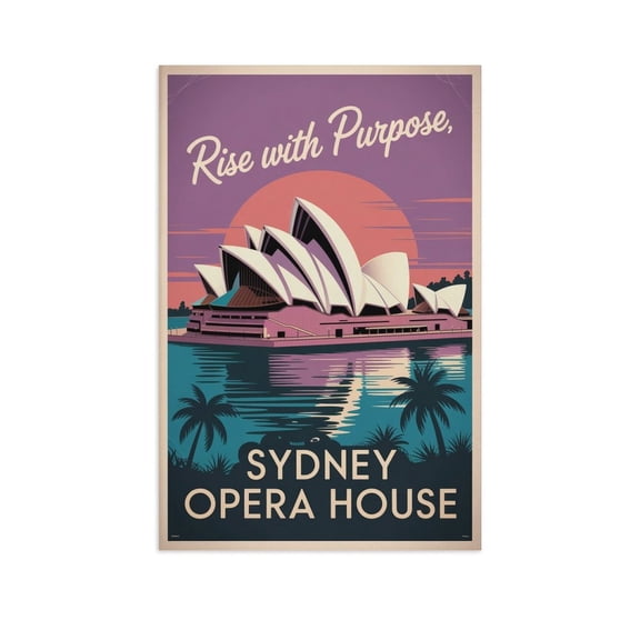 Motivational Sydney Opera House Poster Retro Inspirational Vintage Travel Wall Art for Workspace Library Creative Room Print Poster
