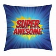 thumbnail image 1 of Motivational Throw Pillow Cushion Cover, Comic Book Design with Half Tone and Lines Background Super Awesome Quote, Decorative Square Accent Pillow Case, 20 X 20 Inches, Red Blue Yellow, by Ambesonne, 1 of 2