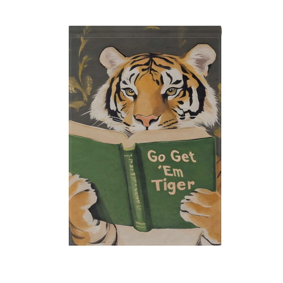 Motivational Tiger Reading Book Garden Flag Double Sided 12 x 18/28 x 40 Inch Yard Flag Home Outdoor Yard Patio Lawn Decor
