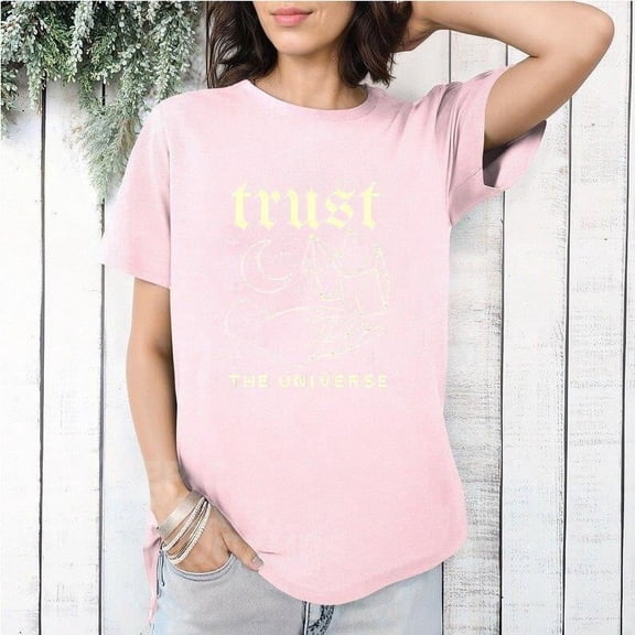 Motivational Trust the Universe Galaxy Inspired Spiritual Quote T-Shirt, for men & women, up to size 5XL