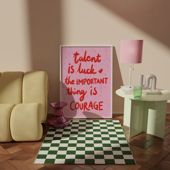 Motivational Typography Talent Is Luck Keep Going Art, Unframed Paper Poster 8x10in