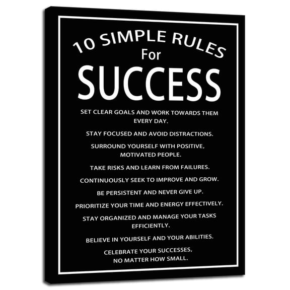 Motivational Wall Art 10 Simple Rules For Success Posters Inspirational Painting Prints on Canvas Inspiring Quotes Picture Artwork Home Office Wall Decor School poster