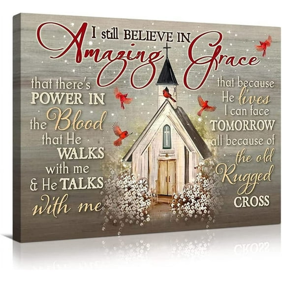 Motivational Wall Art Christian Canvas Wall Art Church Believe In Amazing Grace Wall Decor Scripture Bible Verse Prints Rustic Religious Home Decor For Office Bedroom Living Room 12x16 Inch