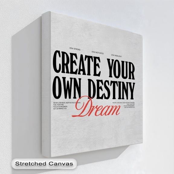 Motivational Wall Art Create Your Own Destiny Red Accent