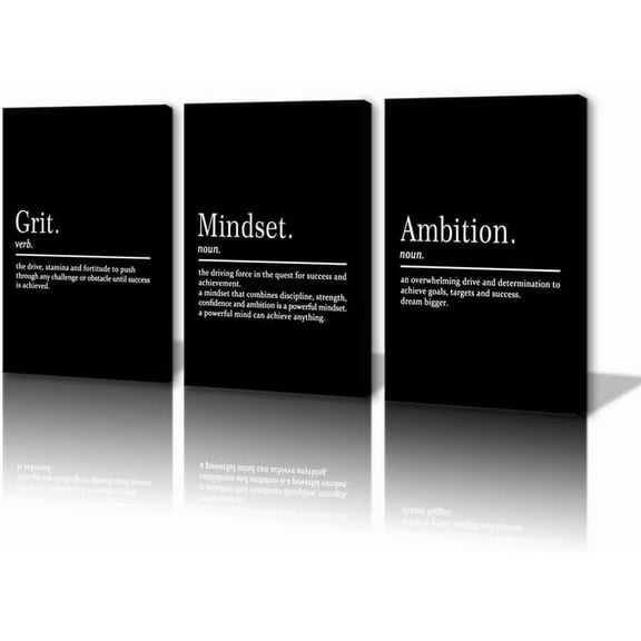 Motivational Wall Art-Grit Mindset Ambition Wall Decor, Inspirational Canvas Painting Wall Art-Inspiring Entrepreneur Quote Posters Prints for Home and Office