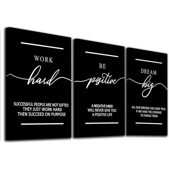 Motivational Wall Art - Inspirational Canvas Poster Prints Black Quotes Paintings Picture Entrepreneur Positive Quotes Office Wall Decor Decoration for Living Room Bedroom Framed