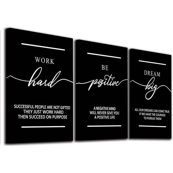 Motivational Wall Art - Inspirational Canvas Poster Prints Black Quotes Paintings Picture Entrepreneur Positive Quotes Office Wall Decor Decoration for Living Room Bedroom Framed