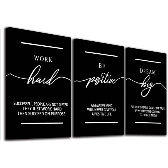 Motivational Wall Art - Inspirational Canvas Poster Prints Black Quotes Paintings Picture Entrepreneur Positive Quotes Office Wall Decor Decoration for Living Room Bedroom Framed