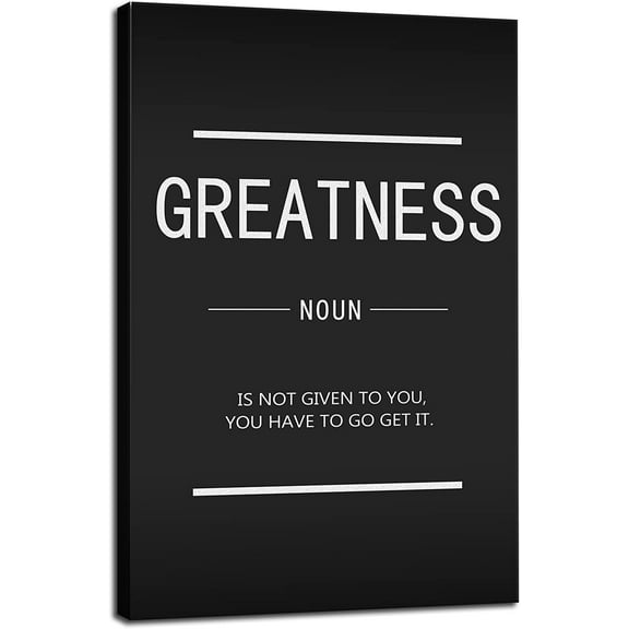 Motivational Wall Art Inspirational Pictures Prints on Canvas Inspiring Entrepreneur Quotes Posters Greatness Noun Work Painting Artwork Office Home Gift Frame Ready to Hang12x18