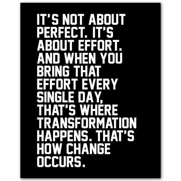 Motivational Wall Art - 'It's Not About It's About Effort' Inspirational Quote Print - Poster for Home Gym & Classroom, Encouraging Decor for Success