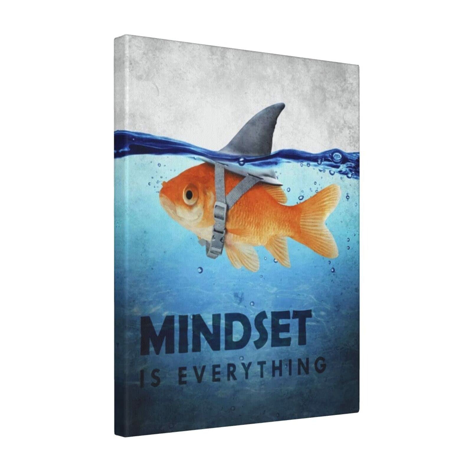 Motivational Wall Art Mindset AIF4 is Everything Goldfish Shark Picture