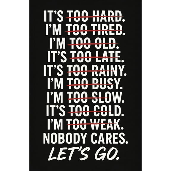 Motivational Wall-Art  "No Excuses, Let's Go Inspirational Wall Decor for Office, Gym, Classroom Décor  Bold Typography Inspires Focus, Discipline, Daily Action