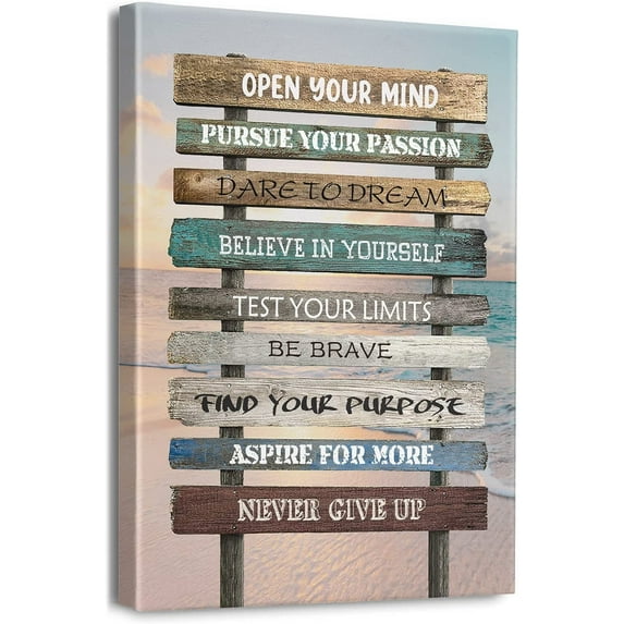 Motivational Wall Art for Office - Inspirational Quotes Canvas Prints Framed Poster - Positive Affirmation Wall Decor for Living Room Bathroom 12 x 16 Inches