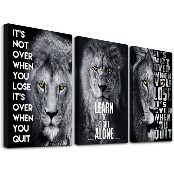 Motivational Wall Art For Office Inspirational Wall Art Decor Posters Wall Pictures Entrepreneur Quote Wall Decor Black And White Lion Canvas Art Office Decor Living Room Home Decorations 3 Piece Set