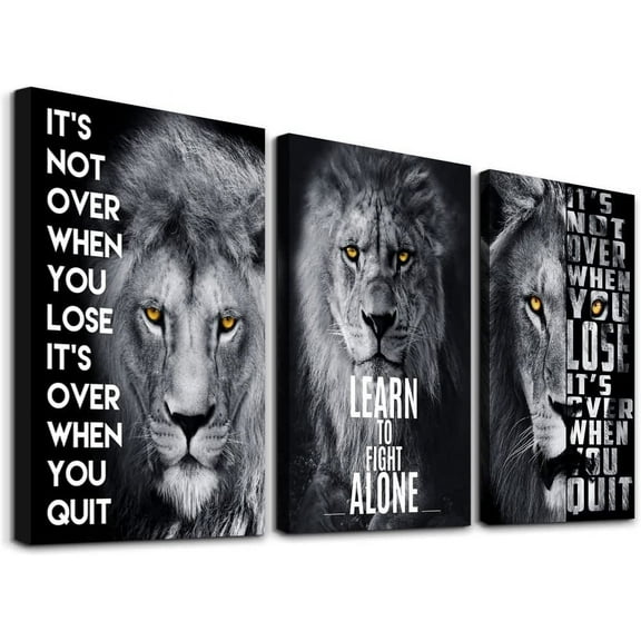 Motivational Wall Art For Office Inspirational Wall Art Decor Posters Wall Pictures Entrepreneur Quote Wall Decor Black And White Lion Canvas Art Office Decor Living Room Home Decorations 3 Piece Set