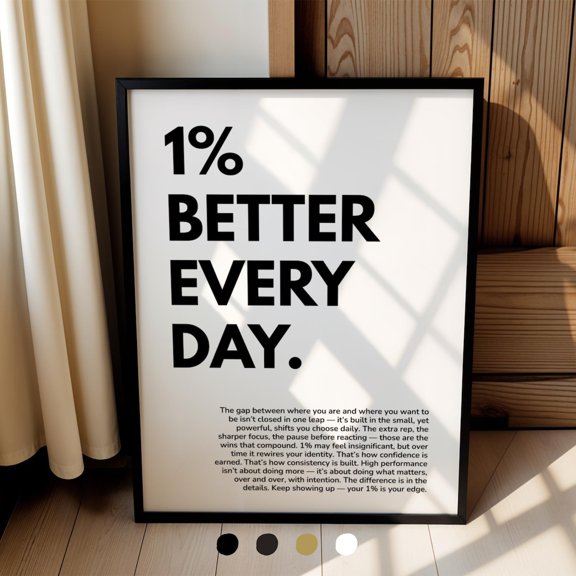 Motivational Wall Art Print Text 1% Better Every Day