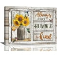 thumbnail image 1 of Motivational Wall Art Rustic Sunflower Hummingbird Picture Bathroom Wall Decor Always Stay Humble and Kind Inspirational Quotes Canvas Painting Print Farmhouse Artworks Framed for Living Room Bedroom, 1 of 8