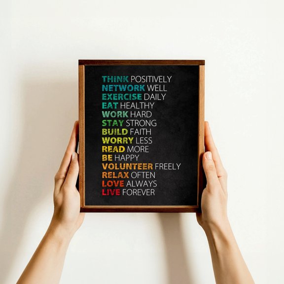 Motivational Wall Art Think Positively Live Forever Inspirational Quote, Unframed Paper Poster 8x10in